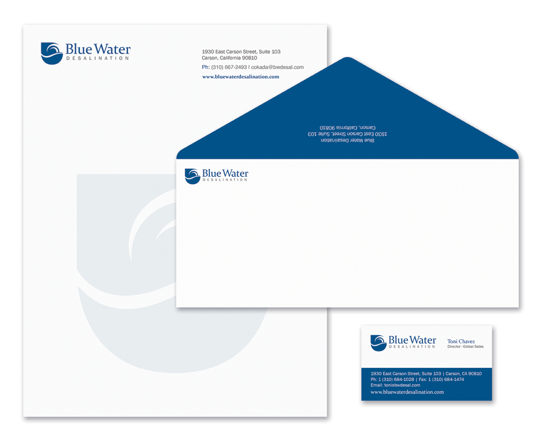 Blue Water Desalination Stationery Branding