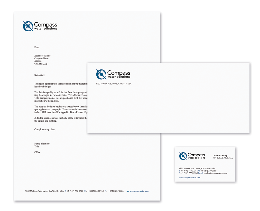 Compass Water Solutions Stationery Branding
